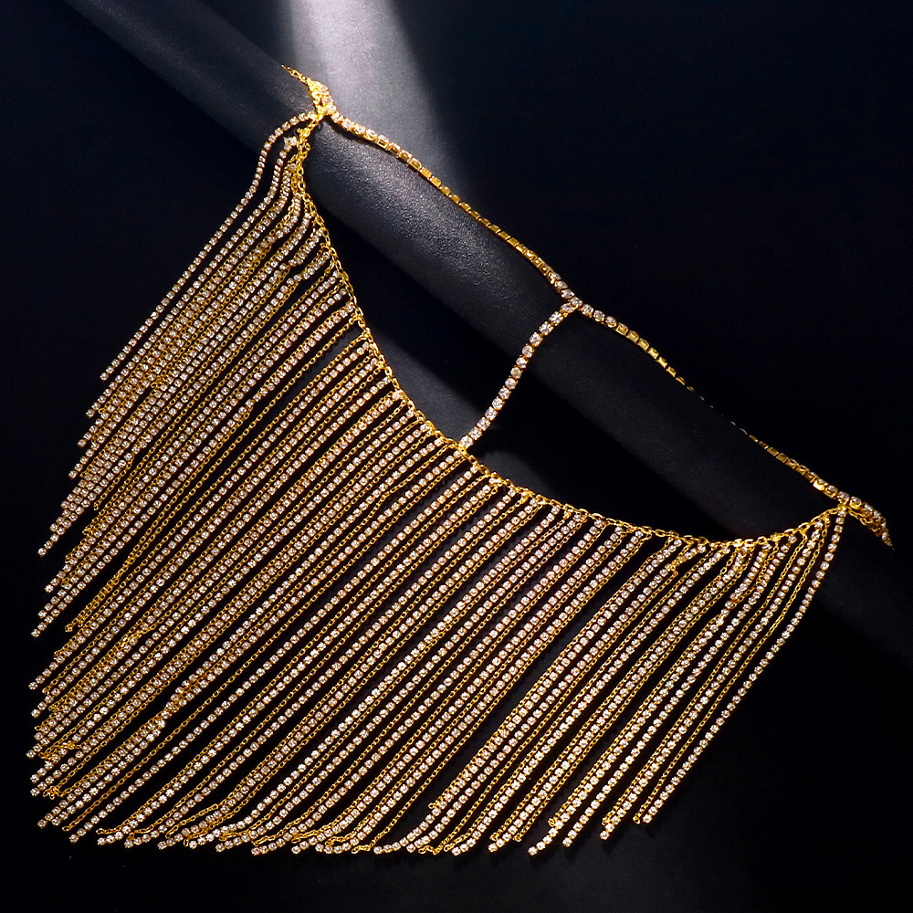 Crystal Face Chain Mask With Rhinestone Tassel Veil Headpiece